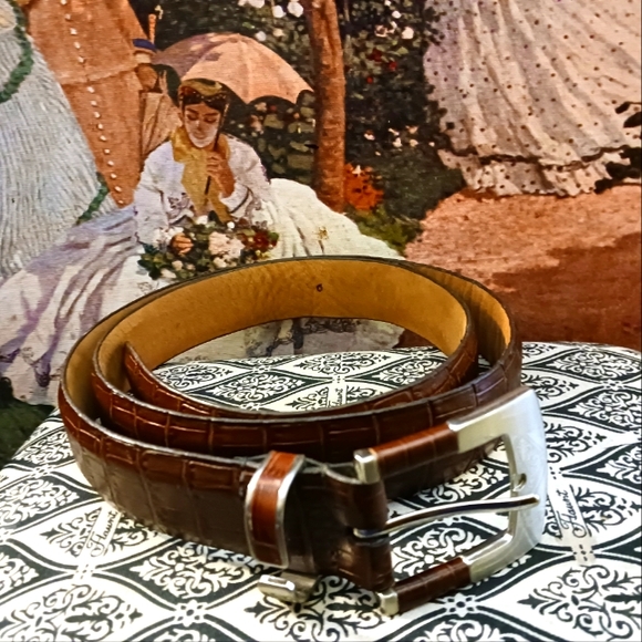 🇺🇸🐴REMO TULLIANI Made in USA👖🛍🇨🇮 ITALY Calfskin Leather Belt Size 36.🫎 - Picture 1 of 7